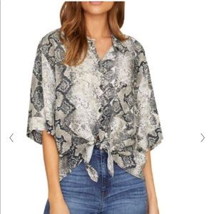 EUC Sanctuary Snake Print Tie Front Top